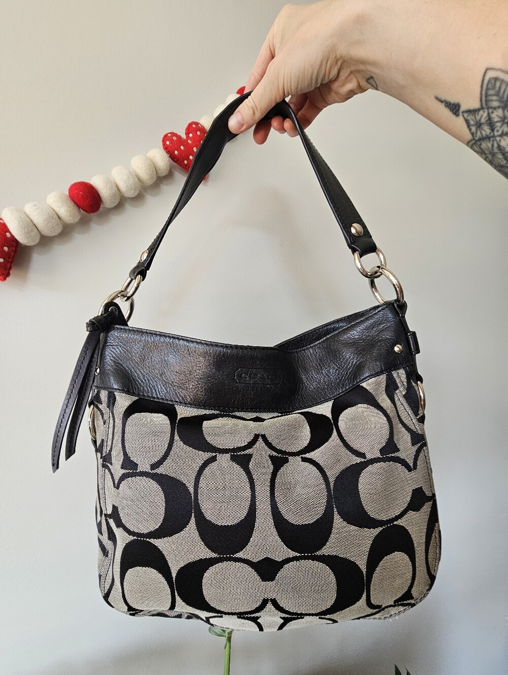 Y2K Coach F14708 Zoe Slouchy Canvas & Leather Hobo Bag